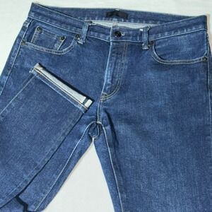 Uniqlo Kaihara Selvedge Denim Jeans Dark Wash Men's 33x32 Slim Straight Low Rise